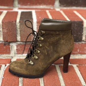 Ralph Lauren Dark Olive Suede Lace up Boots